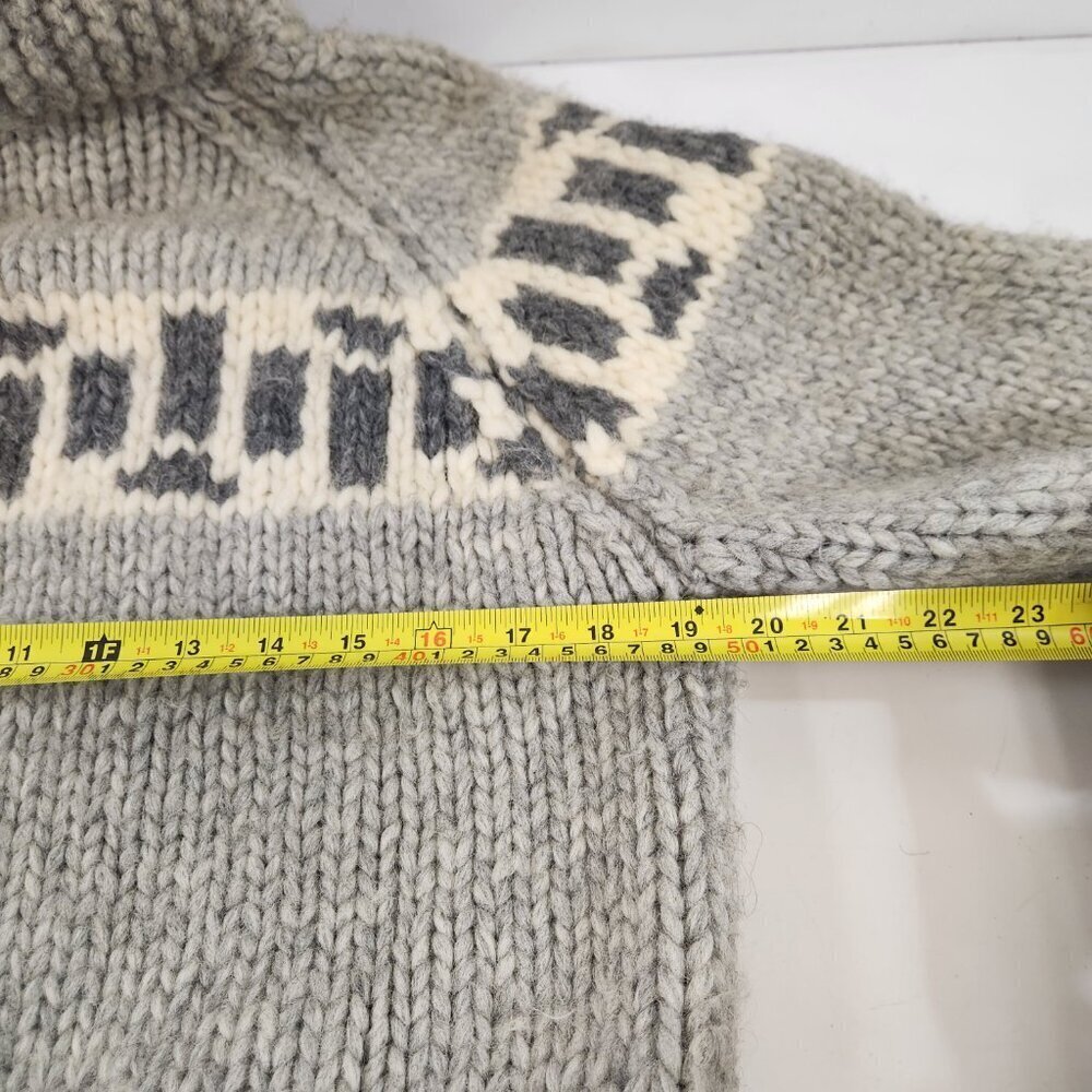 Canadian Hand Knit Cowl Neck Pullover Sweater Unisex Gray Warm Winter Handmade - Picture 14 of 15